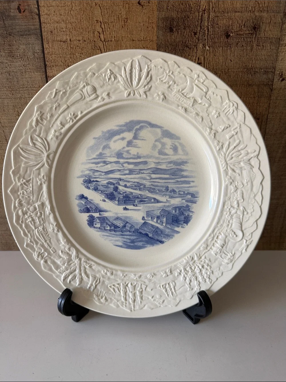 VTG 1939 Wedgwood 1st Edition Los Angeles CA Blue Transferware Plate